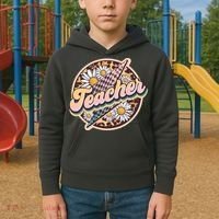 Retro Hippie Teacher Kids Hoodie thumb 2