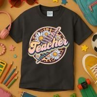 Retro Hippie Teacher Kids T-Shirt thumb 3