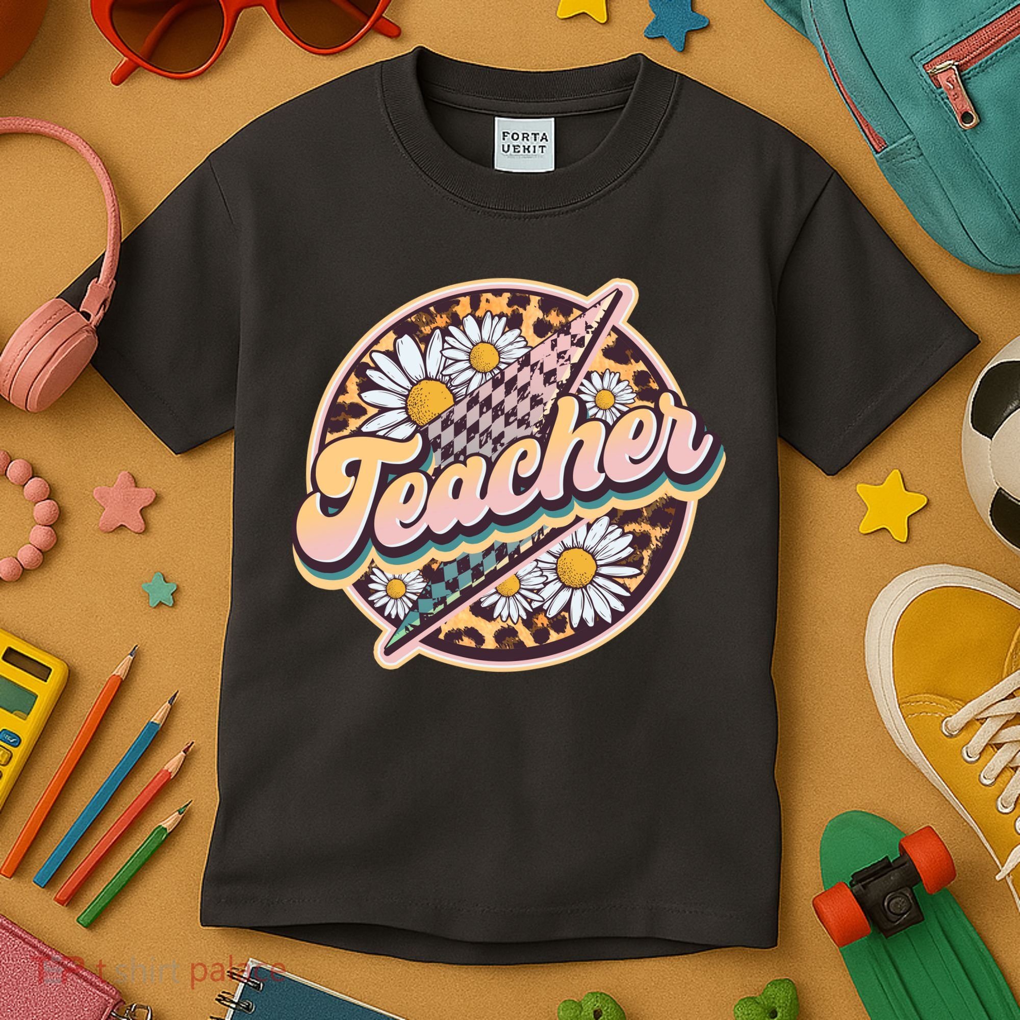 Retro Hippie Teacher Kids T-Shirt