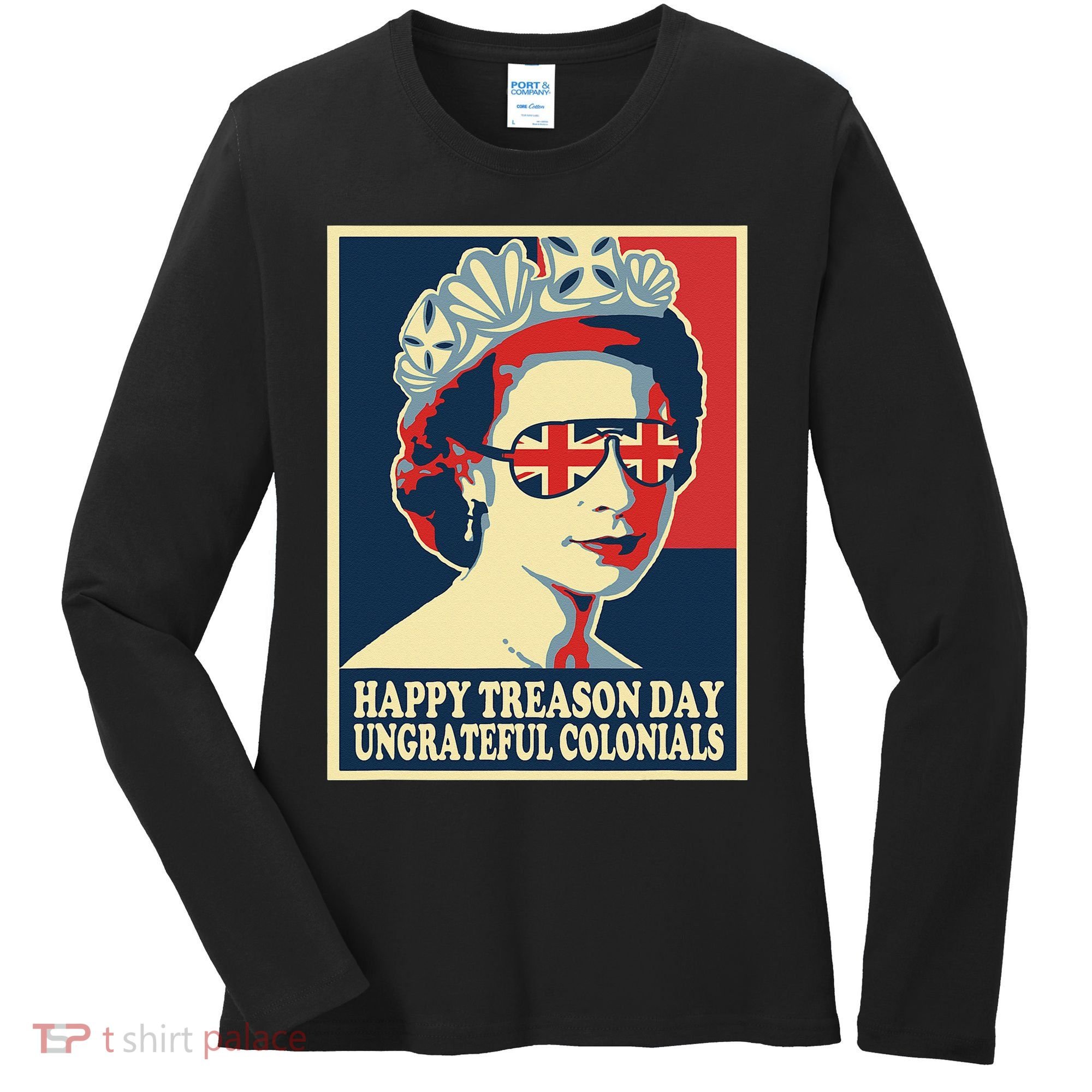 Retro Happy Treason Day 4th Of July British Colonials Flag Women's Long Sleeve Shirt