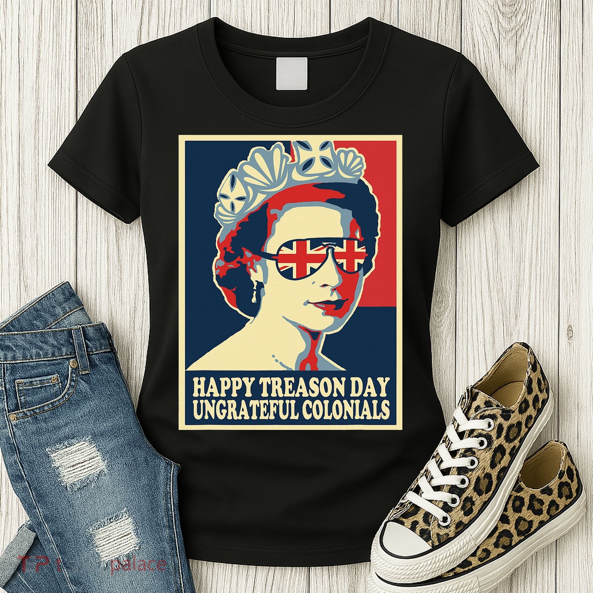 Retro Happy Treason Day 4th Of July British Colonials Flag Women's T-Shirt