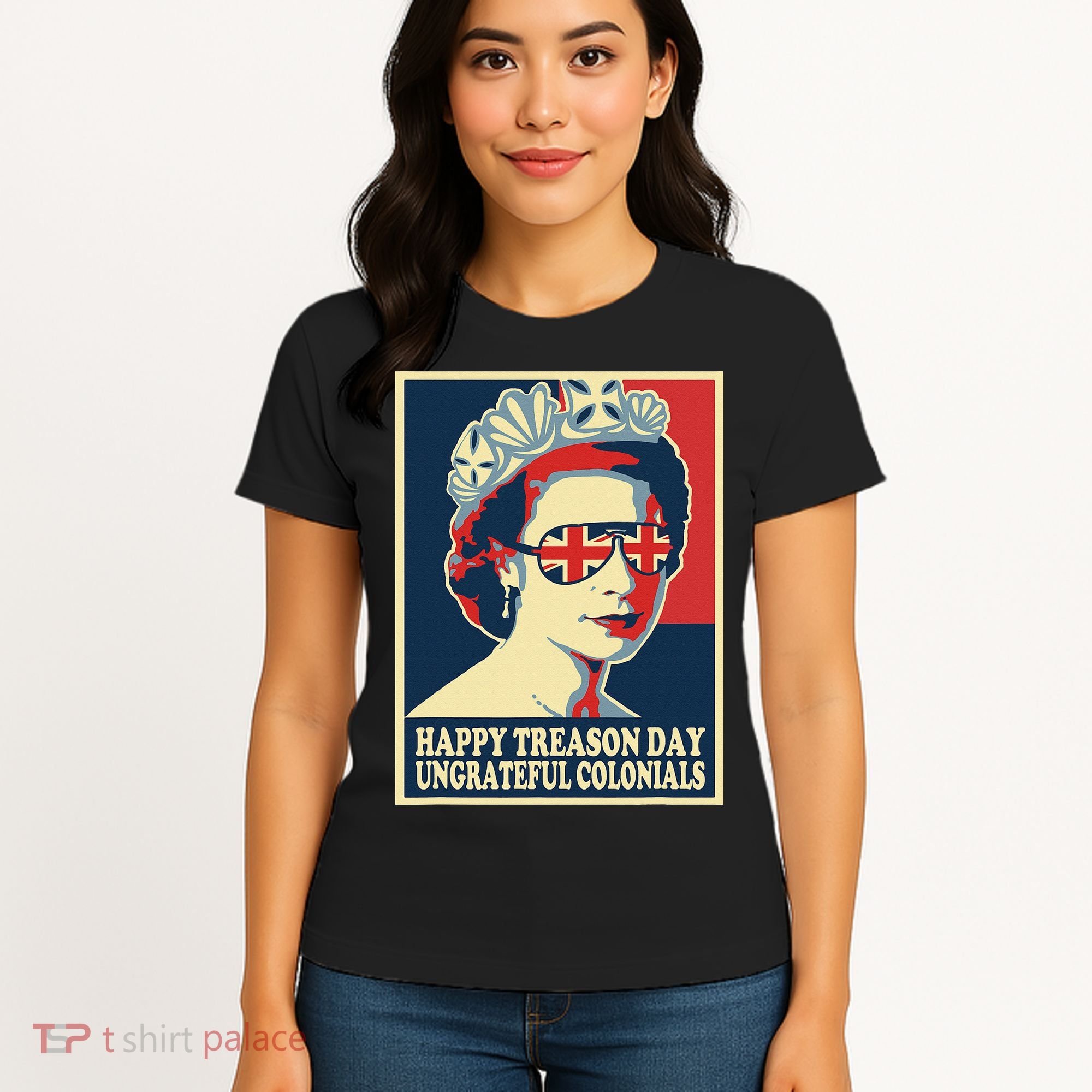 Retro Happy Treason Day 4th Of July British Colonials Flag Women's T-Shirt