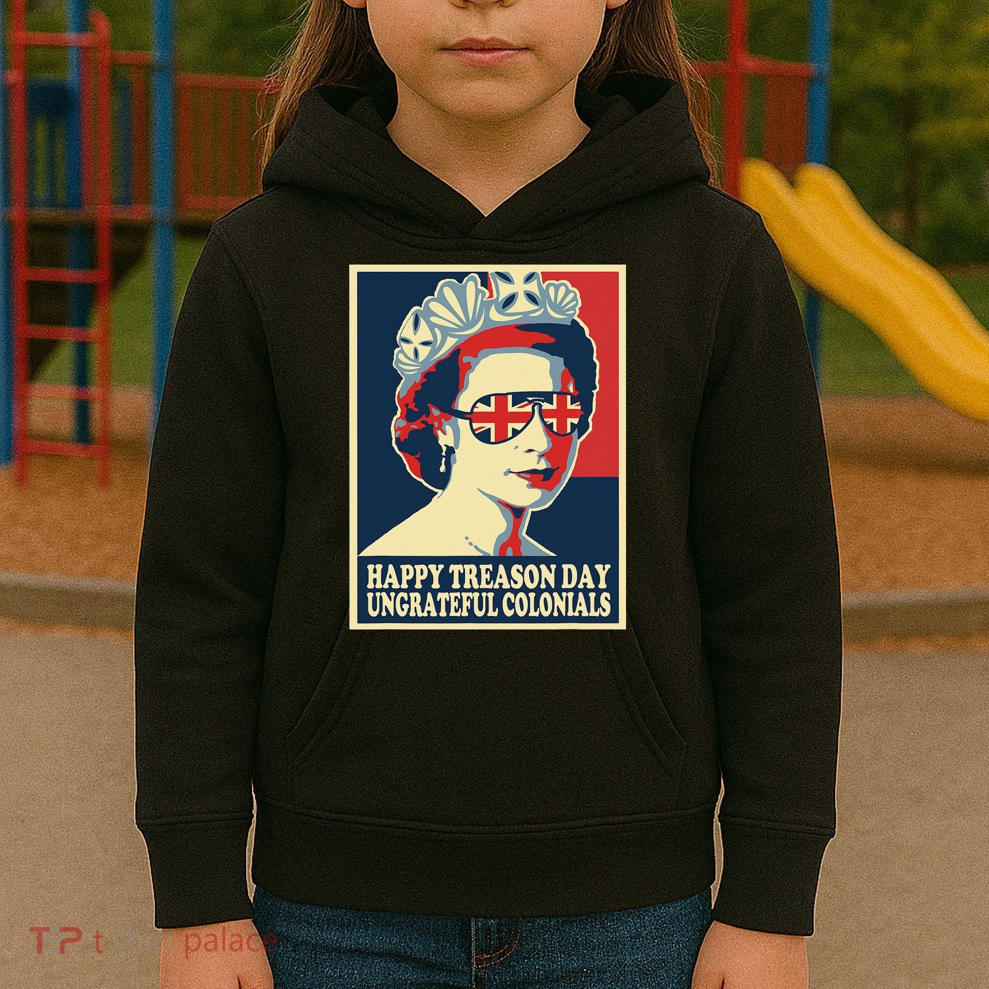 Retro Happy Treason Day 4th Of July British Colonials Flag Kids Hoodie