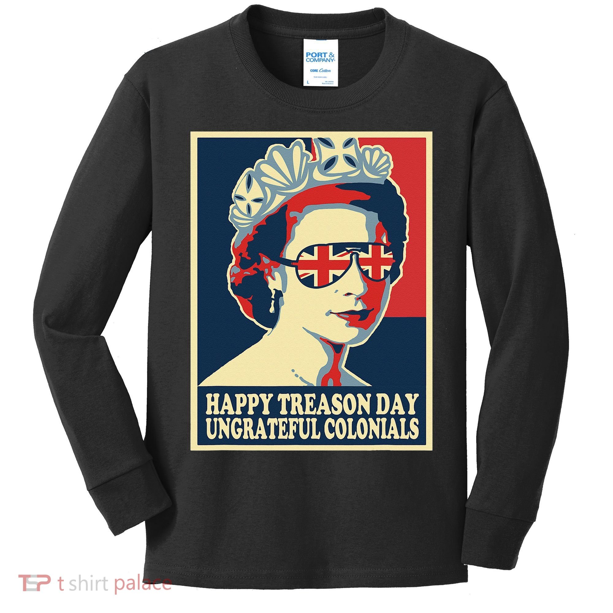 Retro Happy Treason Day 4th Of July British Colonials Flag Kids Long Sleeve Shirt