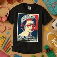 Retro Happy Treason Day 4th Of July British Colonials Flag Kids T-Shirt thumb 3