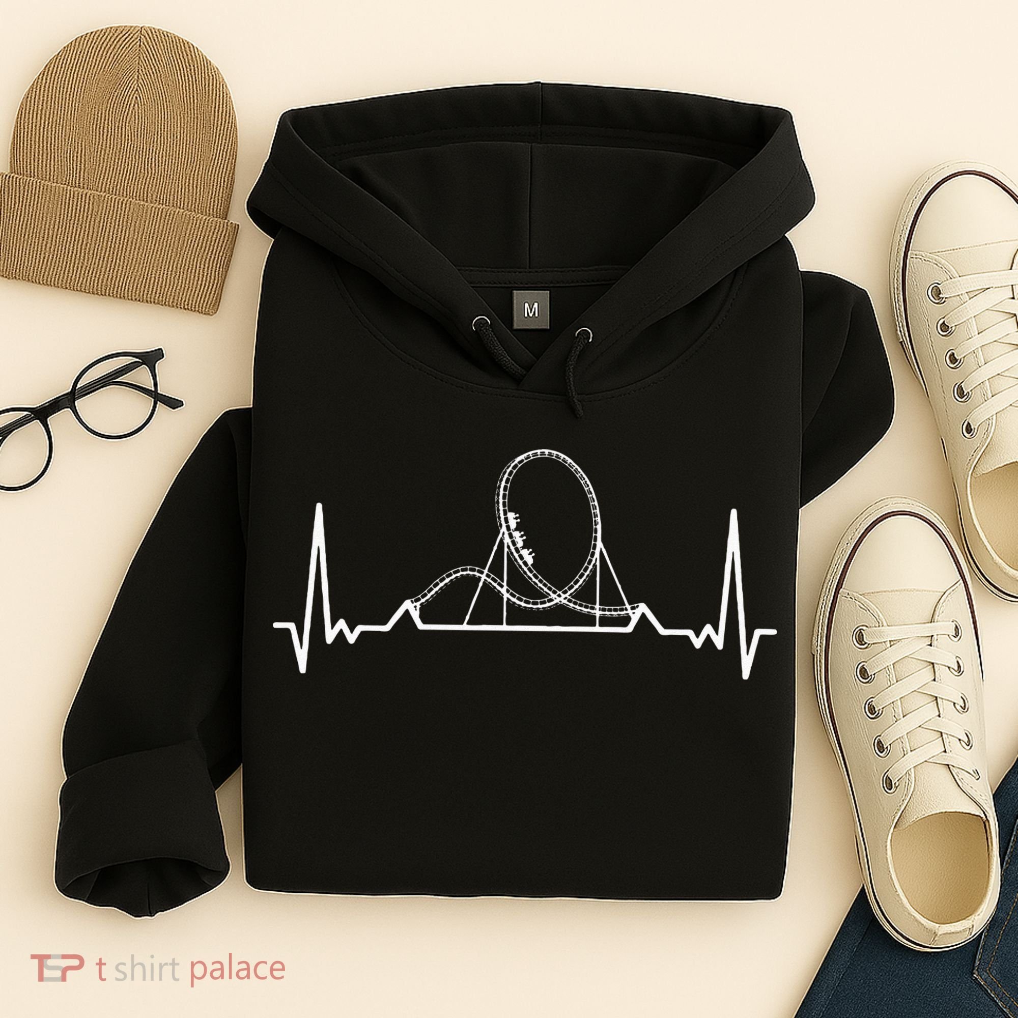 Rollercoaster Heartbeat Theme Park Lover Hoodie