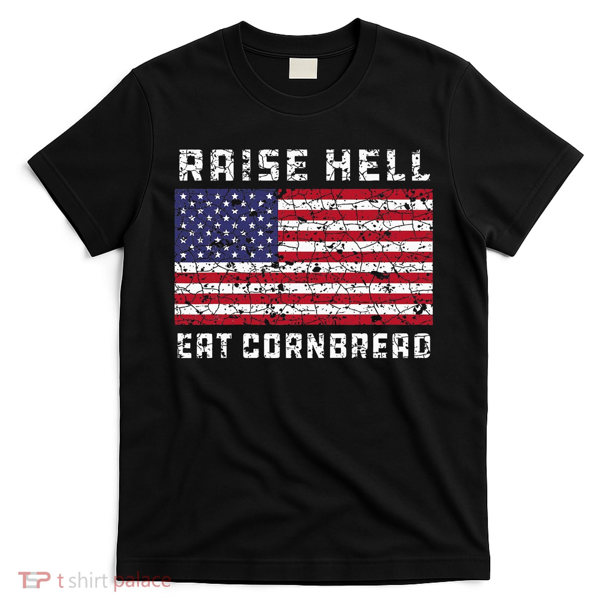 Raise Hell Usa Flag Eat Cornbread Redneck Country July 4 T-Shirt