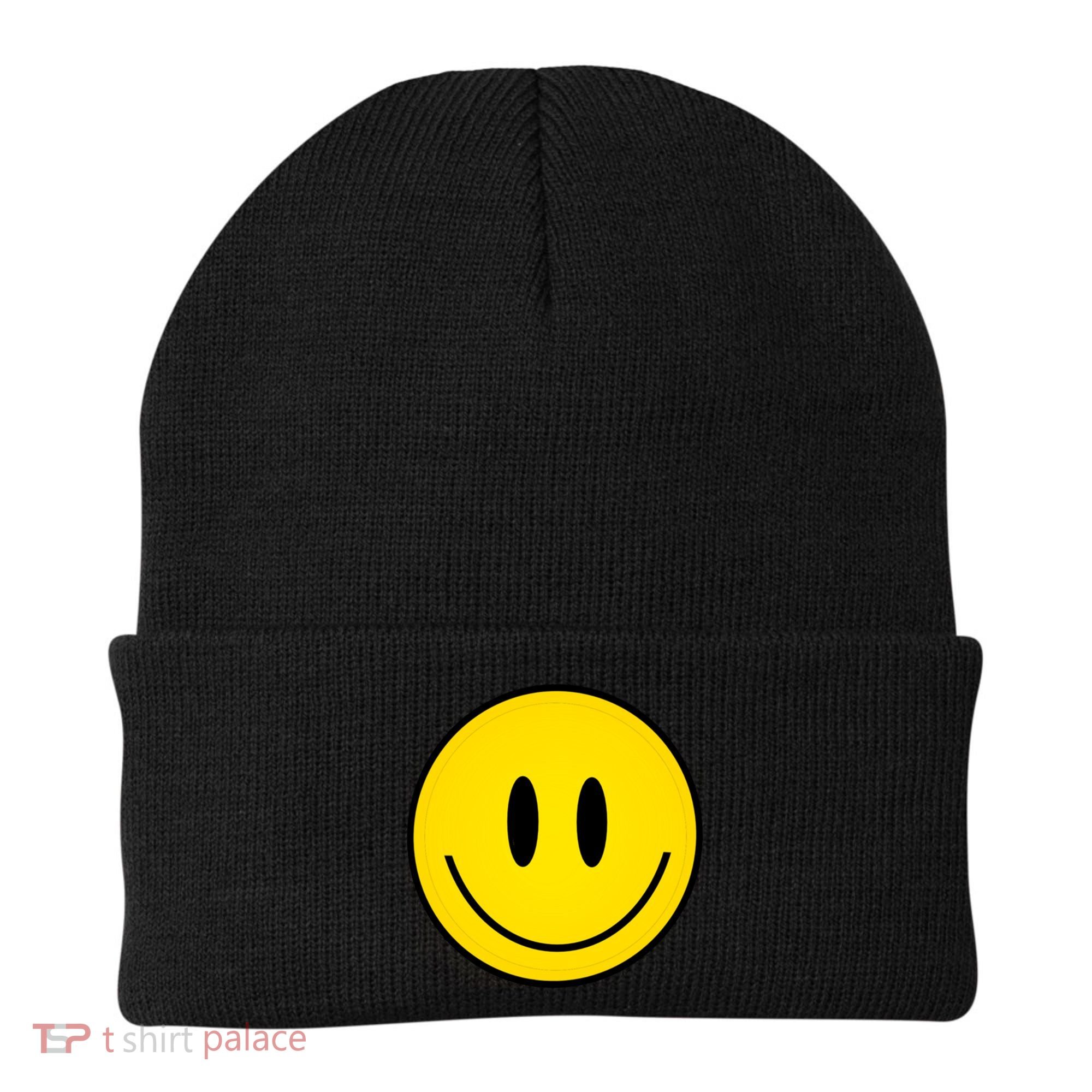 Retro Happy Vibe Smiley Face Happy Face Graphic Gift Beanie