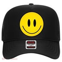 Retro Happy Vibe Smiley Face Happy Face Graphic Gift Hat thumb 0