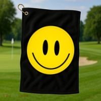 Retro Happy Vibe Smiley Face Happy Face Graphic Gift Golf Towel thumb 1