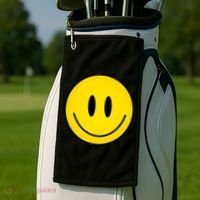 Retro Happy Vibe Smiley Face Happy Face Graphic Gift Golf Towel thumb 2
