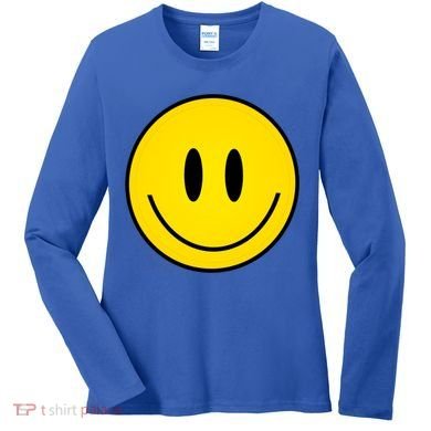 Retro Happy Vibe Smiley Face Happy Face Graphic Gift Women's Long Sleeve Shirt