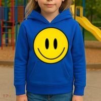 Retro Happy Vibe Smiley Face Happy Face Graphic Gift Kids Hoodie thumb 3