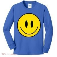 Retro Happy Vibe Smiley Face Happy Face Graphic Gift Kids Long Sleeve Shirt thumb 0