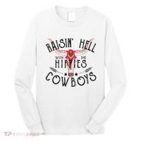 Raisin Hell With The Hippies And The Cowboys Country Long Sleeve Shirt thumb 0