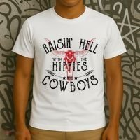 Raisin Hell With The Hippies And The Cowboys Country T-Shirt thumb 3