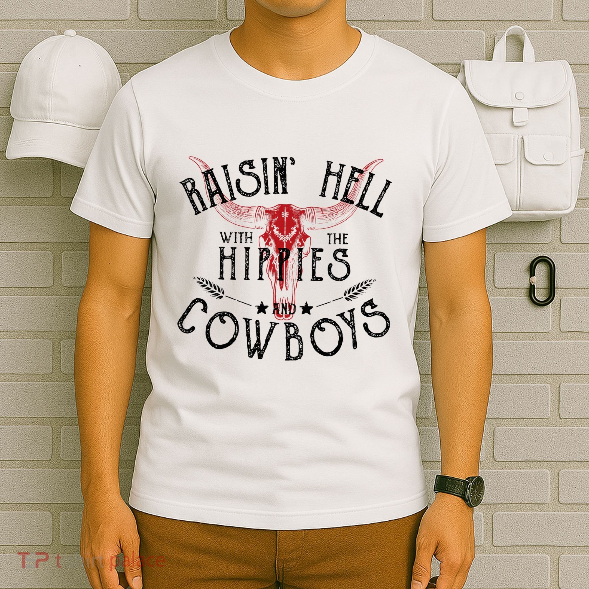 Raisin Hell With The Hippies And The Cowboys Country T-Shirt