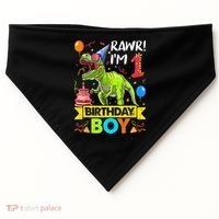 Rawr I'm 1st Birthday Boy Dinosaur Trex 1 Years Old Party USA-Made Doggie Bandana thumb 0