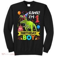 Rawr I'm 1st Birthday Boy Dinosaur Trex 1 Years Old Party Sweatshirt thumb 0
