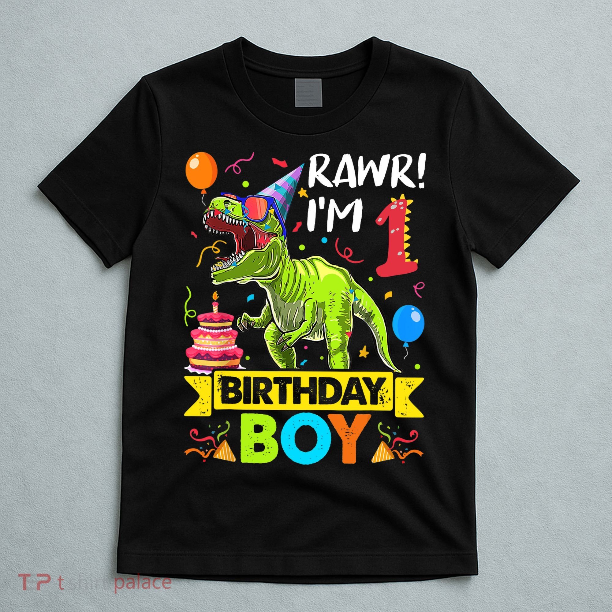 Rawr I'm 1st Birthday Boy Dinosaur Trex 1 Years Old Party T-Shirt