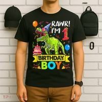 Rawr I'm 1st Birthday Boy Dinosaur Trex 1 Years Old Party T-Shirt thumb 6