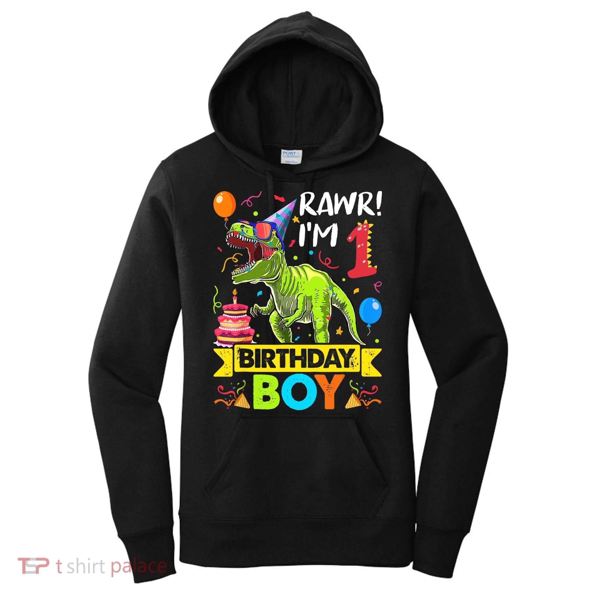 Rawr I'm 1st Birthday Boy Dinosaur Trex 1 Years Old Party Women's Hoodie