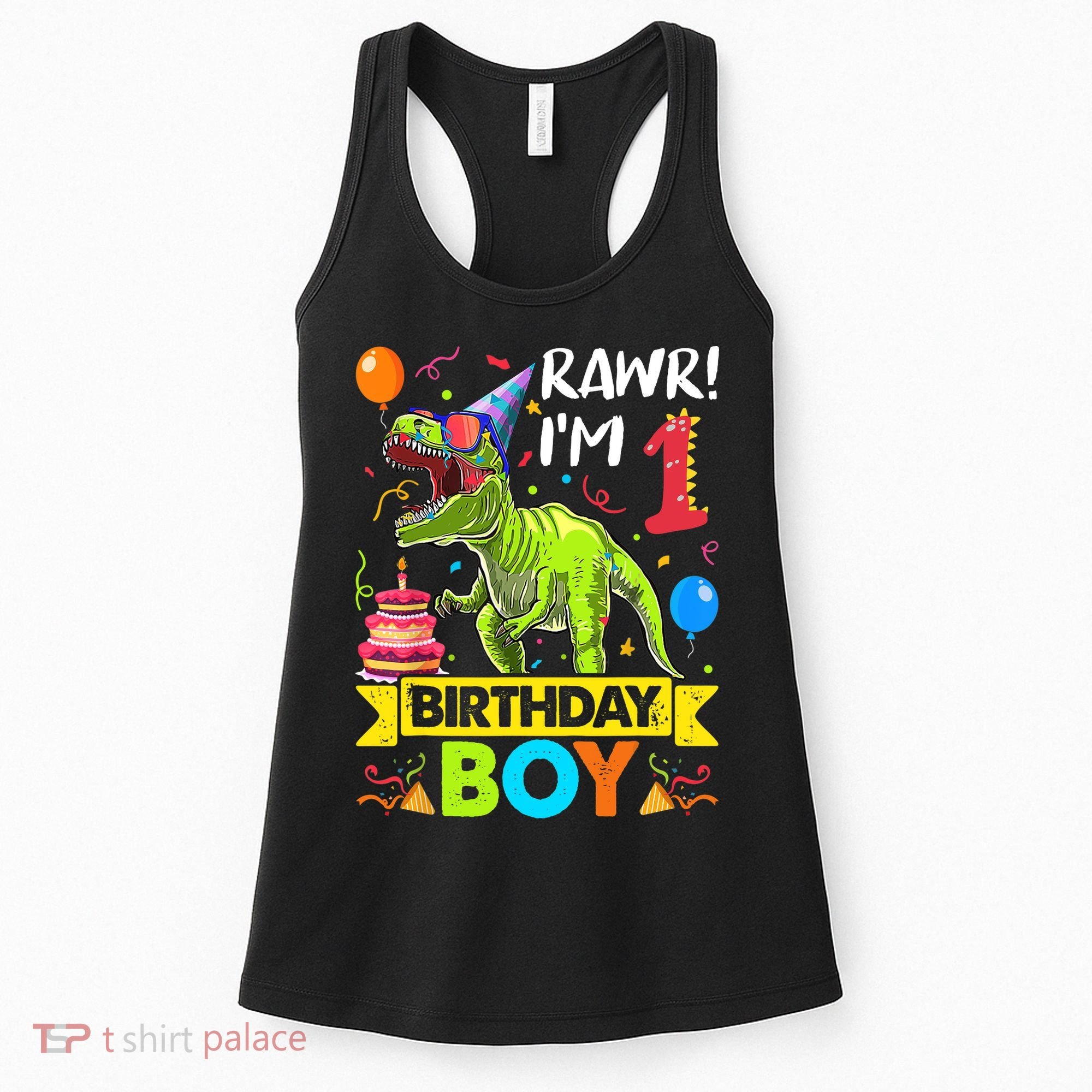 Rawr I'm 1st Birthday Boy Dinosaur Trex 1 Years Old Party Women's Tank Top