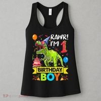 Rawr I'm 1st Birthday Boy Dinosaur Trex 1 Years Old Party Women's Tank Top thumb 3