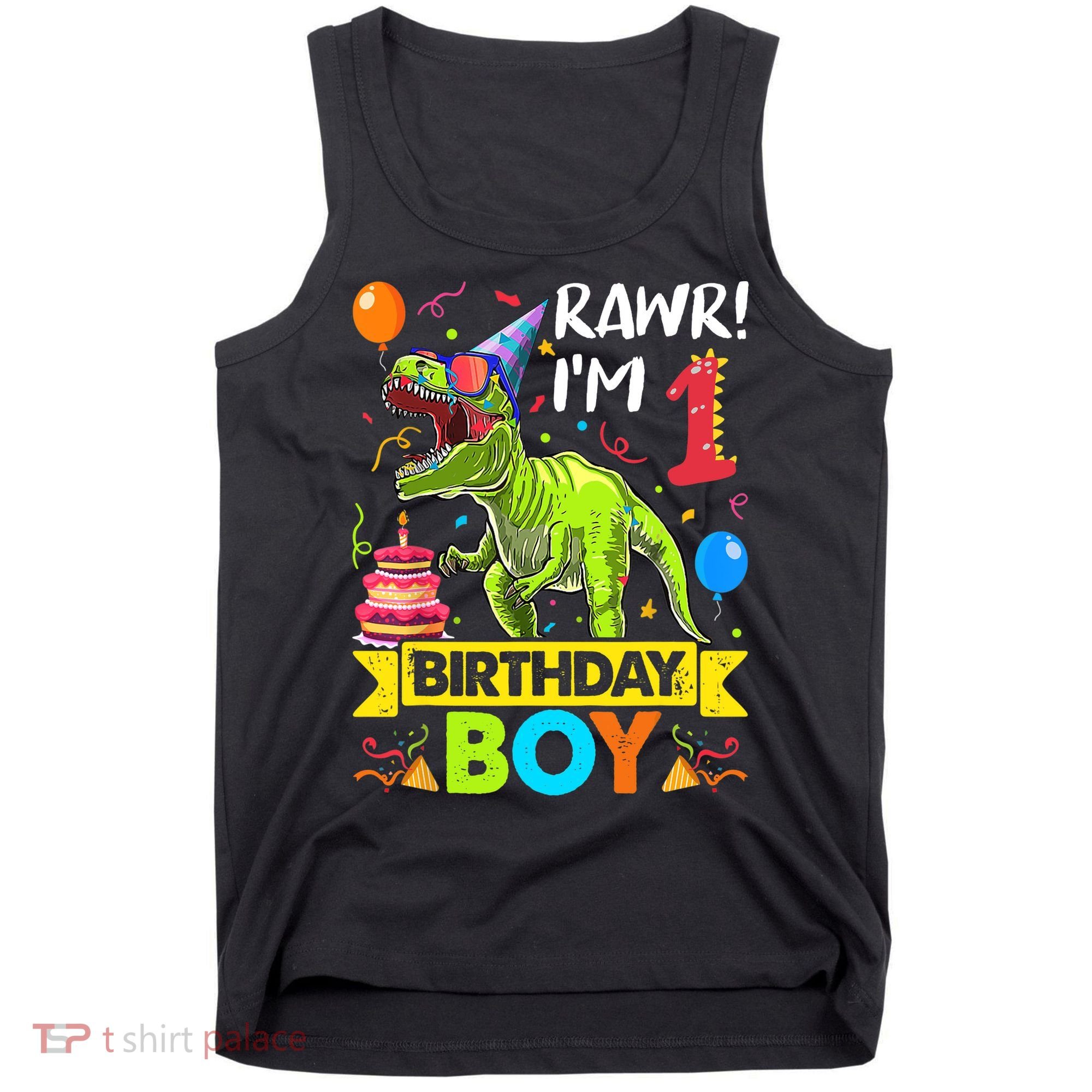 Rawr I'm 1st Birthday Boy Dinosaur Trex 1 Years Old Party Tank Top