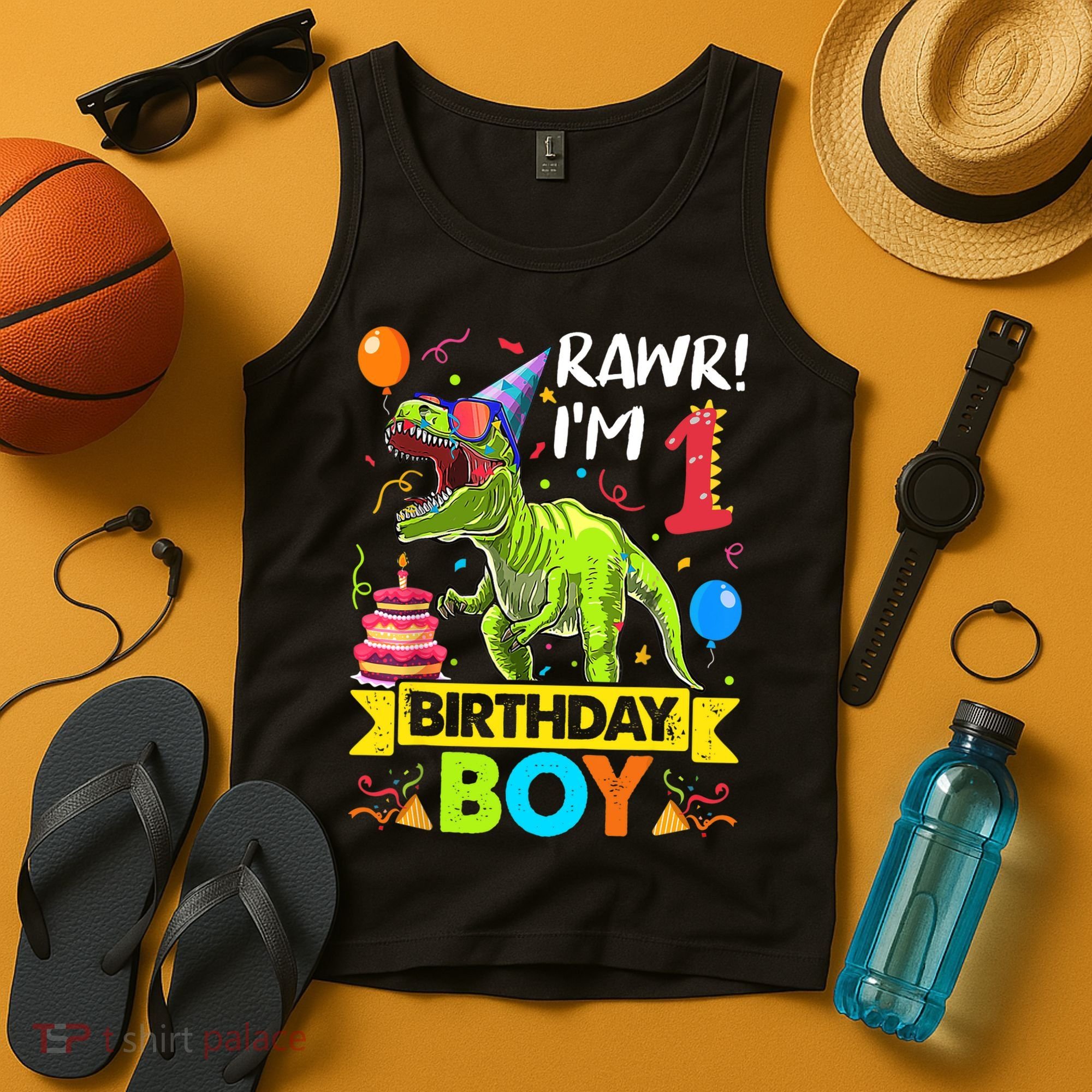 Rawr I'm 1st Birthday Boy Dinosaur Trex 1 Years Old Party Tank Top