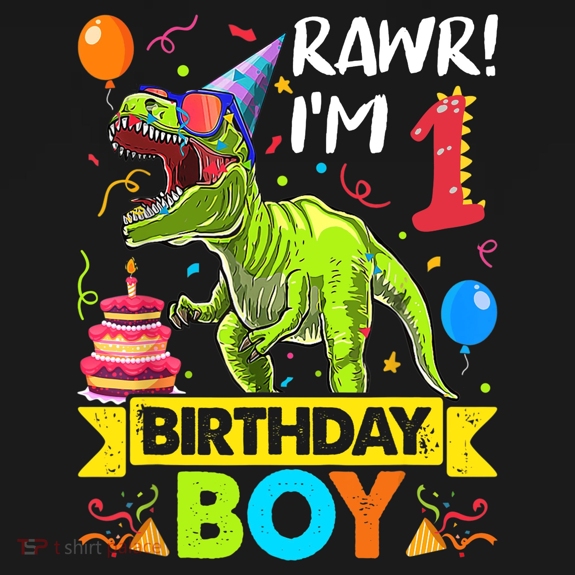 Rawr I'm 1st Birthday Boy Dinosaur Trex 1 Years Old Party Tank Top