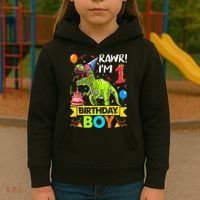 Rawr I'm 1st Birthday Boy Dinosaur Trex 1 Years Old Party Kids Hoodie thumb 3