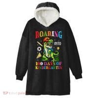 Roaring Into 100 Days Of Kindergarten Back To School Meaningful Gift Hooded Wearable Blanket thumb 0