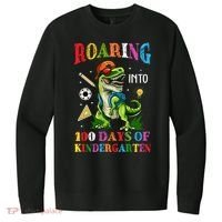 Roaring Into 100 Days Of Kindergarten Back To School Meaningful Gift V.I.T. Fleece Crew Sweatshirt thumb 0