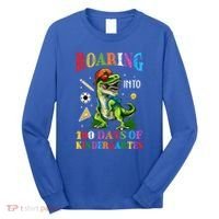 Roaring Into 100 Days Of Kindergarten Back To School Meaningful Gift Long Sleeve Shirt thumb 0