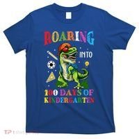 Roaring Into 100 Days Of Kindergarten Back To School Meaningful Gift T-Shirt thumb 0