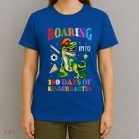 Roaring Into 100 Days Of Kindergarten Back To School Meaningful Gift T-Shirt thumb 4