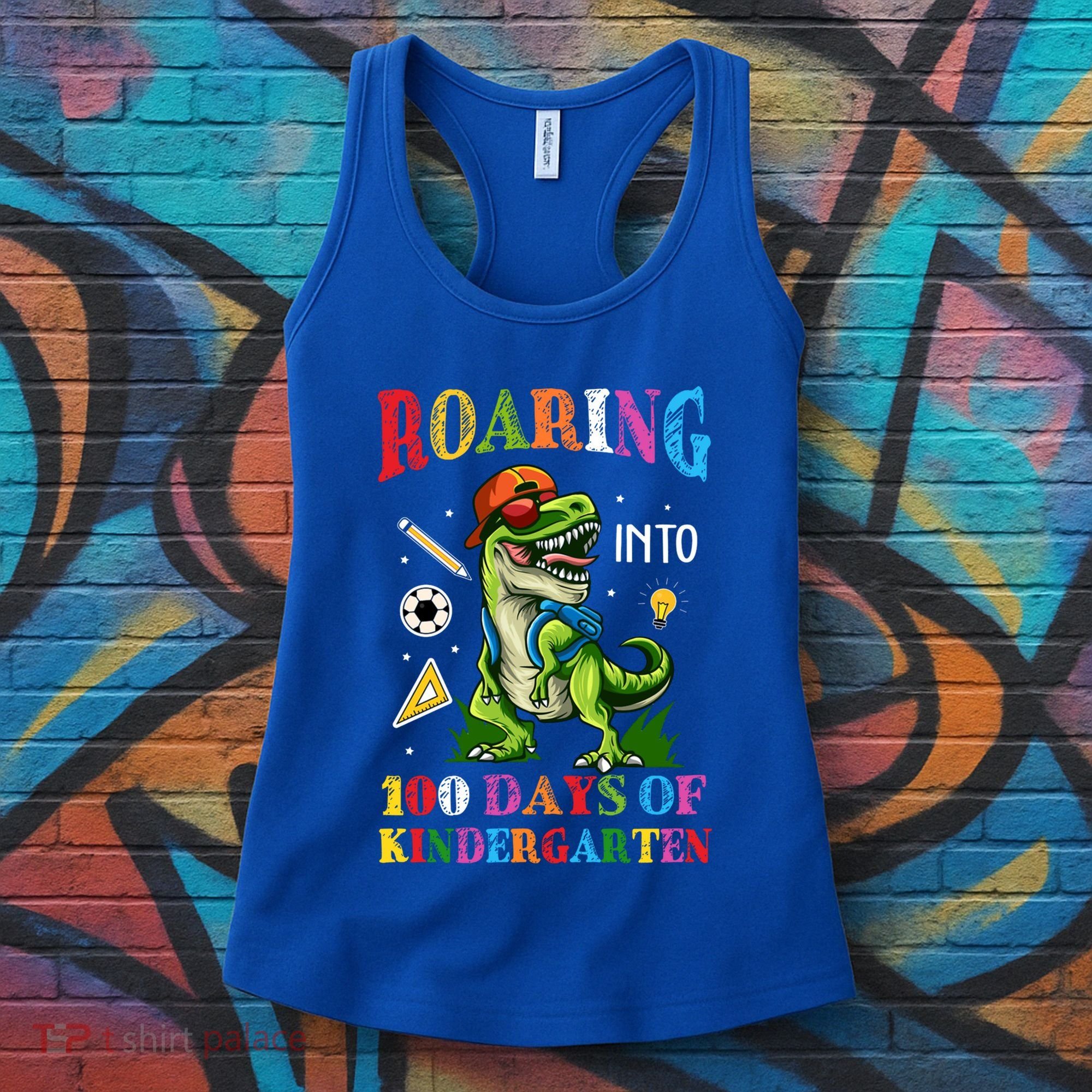 Roaring Into 100 Days Of Kindergarten Back To School Meaningful Gift Women's Tank Top