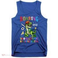 Roaring Into 100 Days Of Kindergarten Back To School Meaningful Gift Tank Top thumb 0