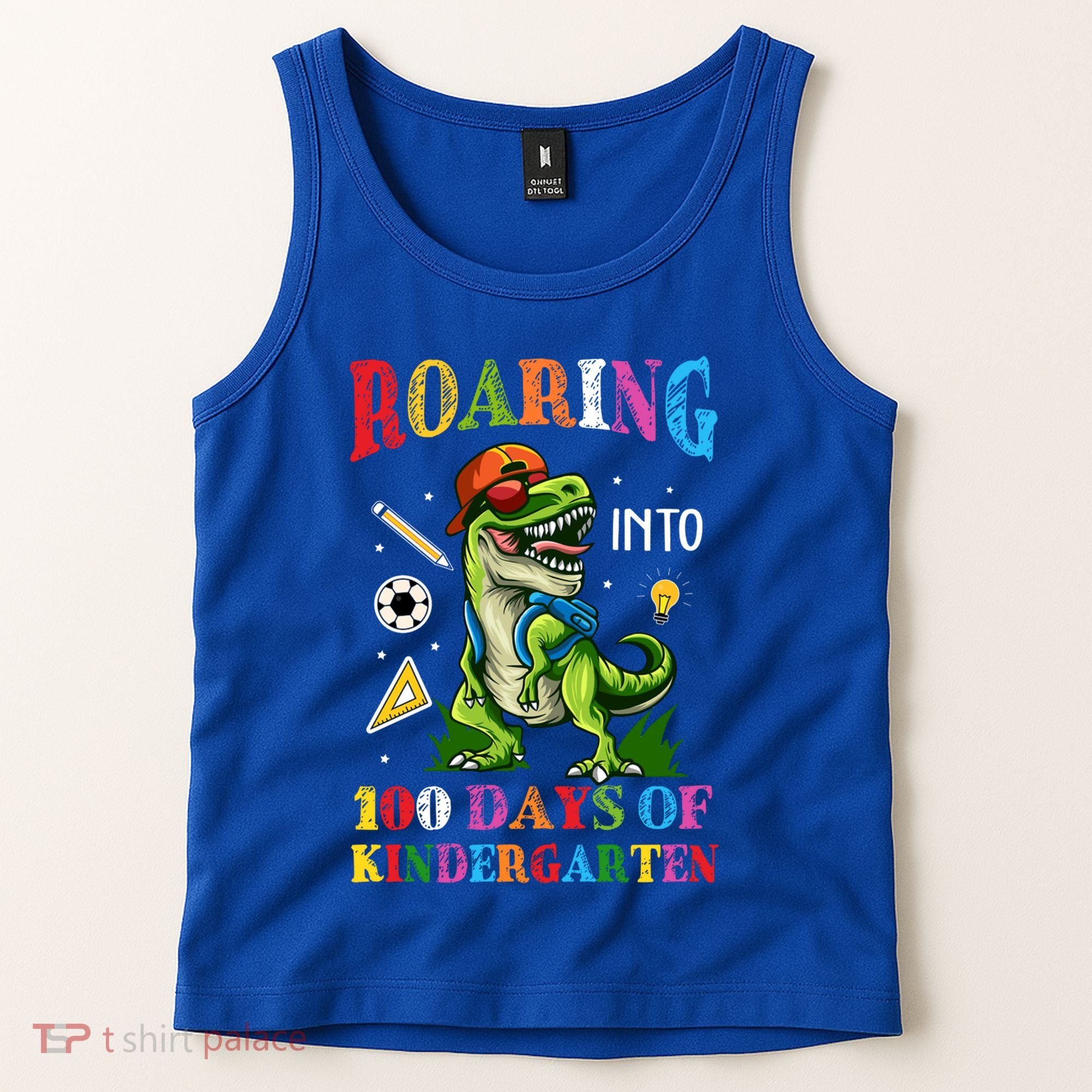 Roaring Into 100 Days Of Kindergarten Back To School Meaningful Gift Tank Top
