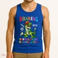 Roaring Into 100 Days Of Kindergarten Back To School Meaningful Gift Tank Top thumb 3