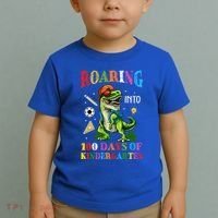 Roaring Into 100 Days Of Kindergarten Back To School Meaningful Gift Toddler T-Shirt thumb 2