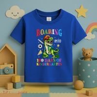 Roaring Into 100 Days Of Kindergarten Back To School Meaningful Gift Toddler T-Shirt thumb 3