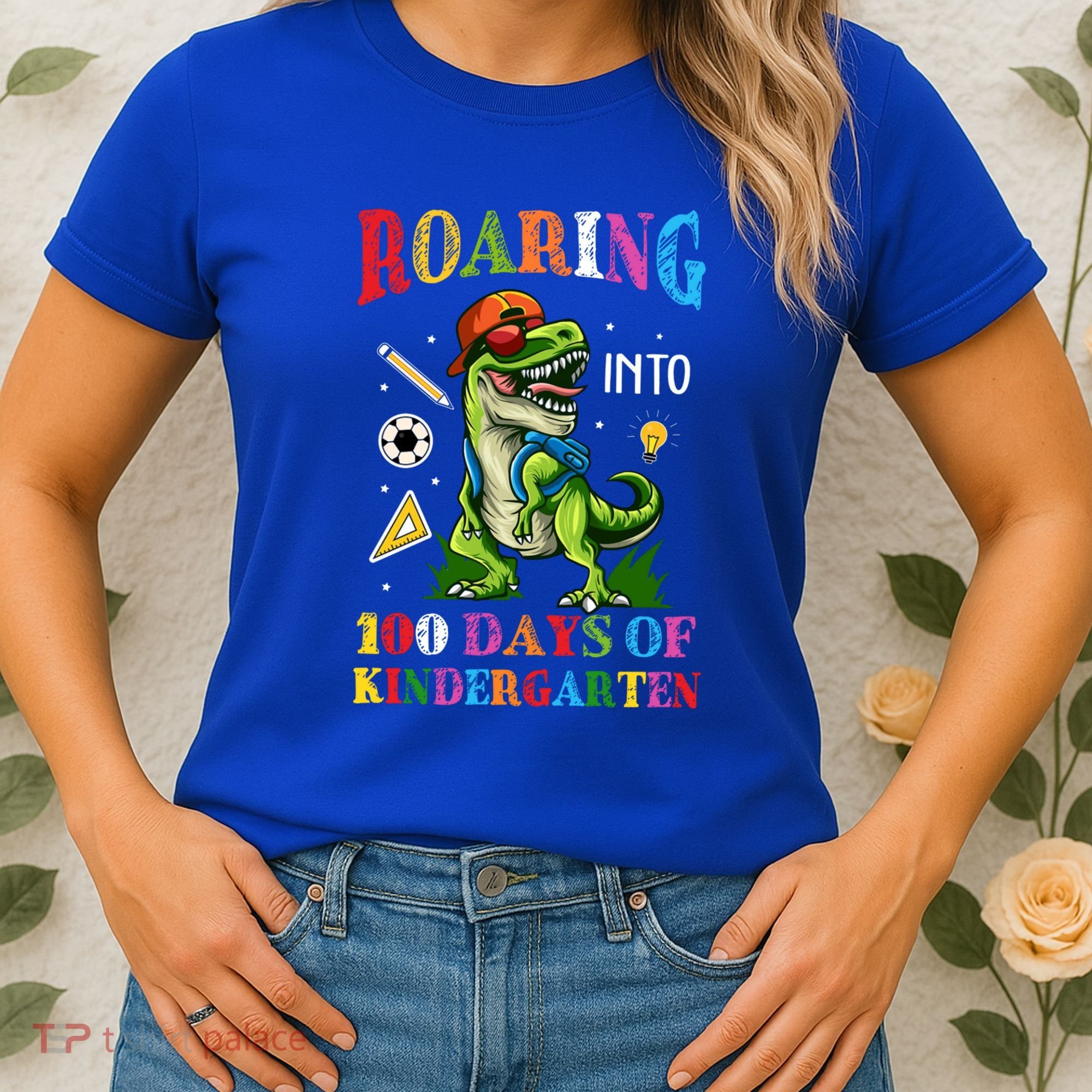 Roaring Into 100 Days Of Kindergarten Back To School Meaningful Gift Women's T-Shirt