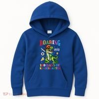 Roaring Into 100 Days Of Kindergarten Back To School Meaningful Gift Kids Hoodie thumb 0