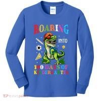 Roaring Into 100 Days Of Kindergarten Back To School Meaningful Gift Kids Long Sleeve Shirt thumb 0