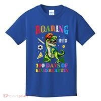 Roaring Into 100 Days Of Kindergarten Back To School Meaningful Gift Kids T-Shirt thumb 0