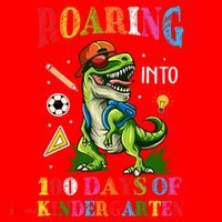 Roaring Into 100 Days Of Kindergarten Back To School Meaningful Gift Santa Hat thumb 1