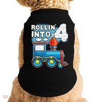 Rollin Into 4 Train 4th Birthday Party Supply Birthday Boy Doggie Tank thumb 0