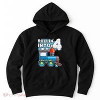 Rollin Into 4 Train 4th Birthday Party Supply Birthday Boy Hoodie thumb 0